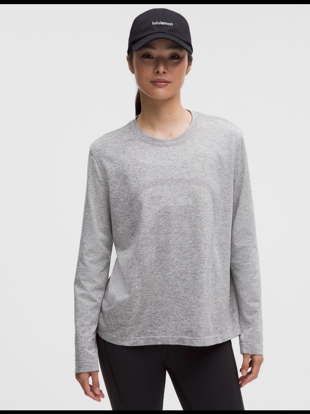 lululemon athletica Heather Gray crew Neck Active Top - Picture 5 of 7
